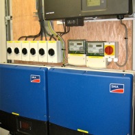 Inverters convert panels DC to mains AC
